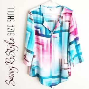 🎉HP🎉Abstract Watercolor Pink + Blue Top